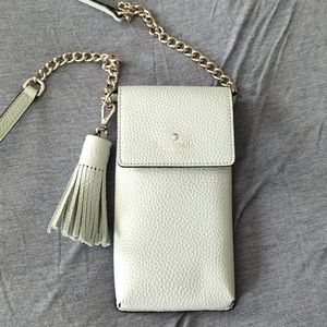 Kate Spade mint green leather phone crossbody purse